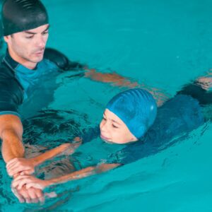 Boy on swimming class